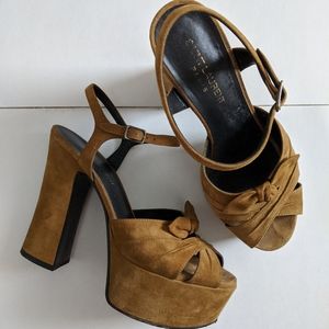 Saint Laurent Candy Suede Platform Sandals / 36